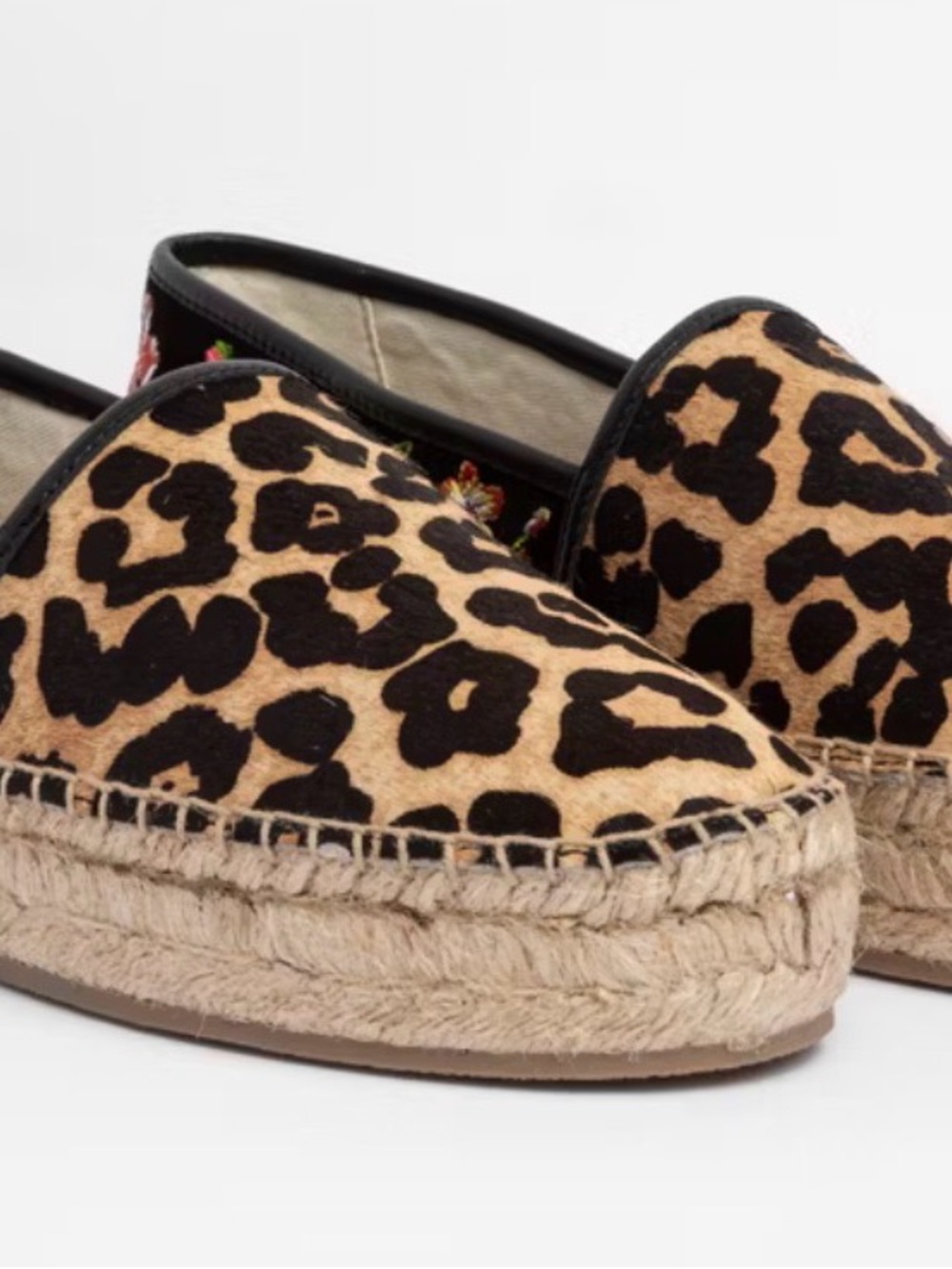 Johnny Was Leopard Print Espadrille Flats in Tan and Black
